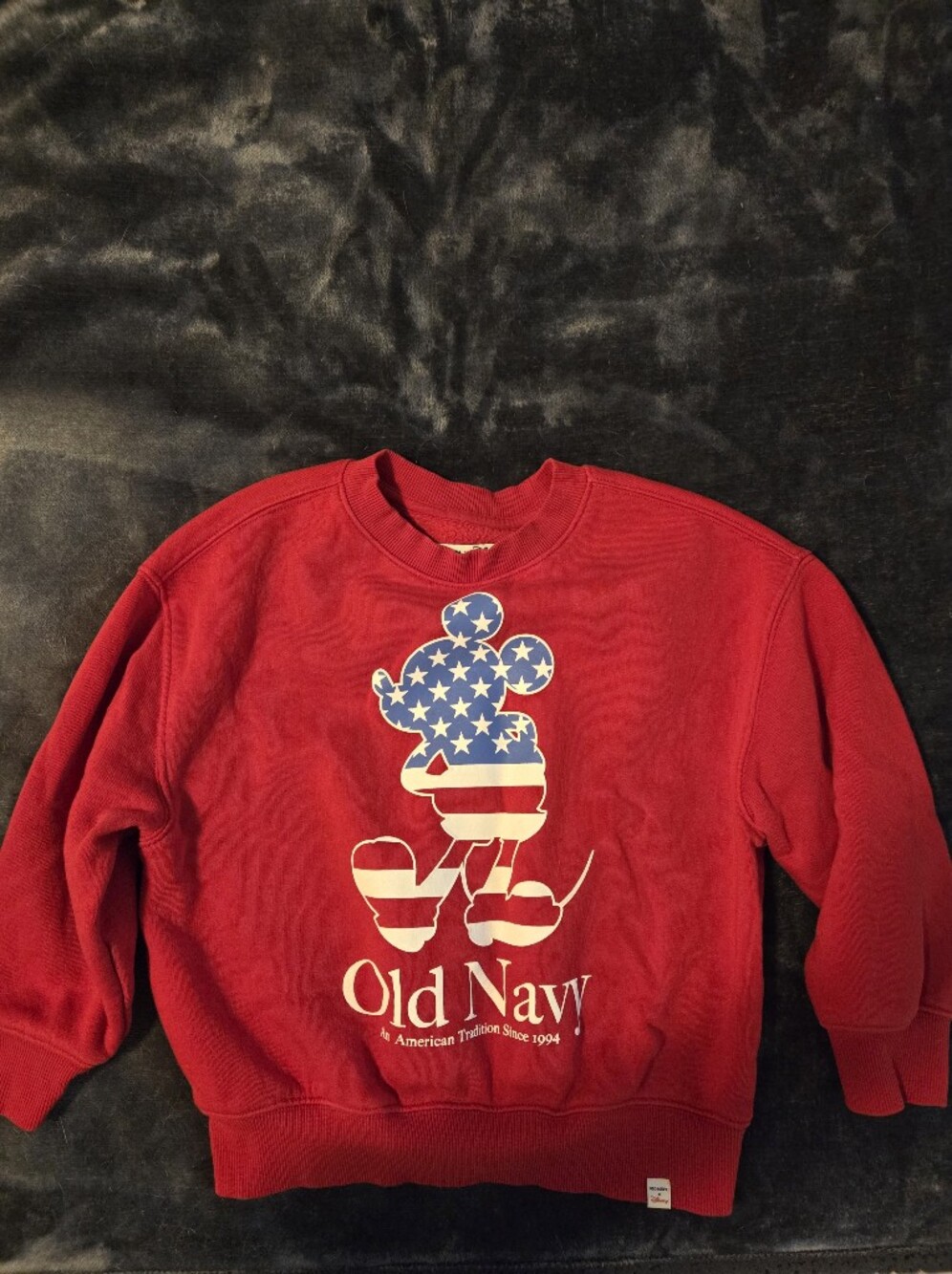 Old Navy Red Kids' Crewneck Sweatshirt with Patriotic Mickey Graphic